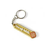 Rectangulaire sleutelhanger -drive safe habibti voor haar met bloemenaccent